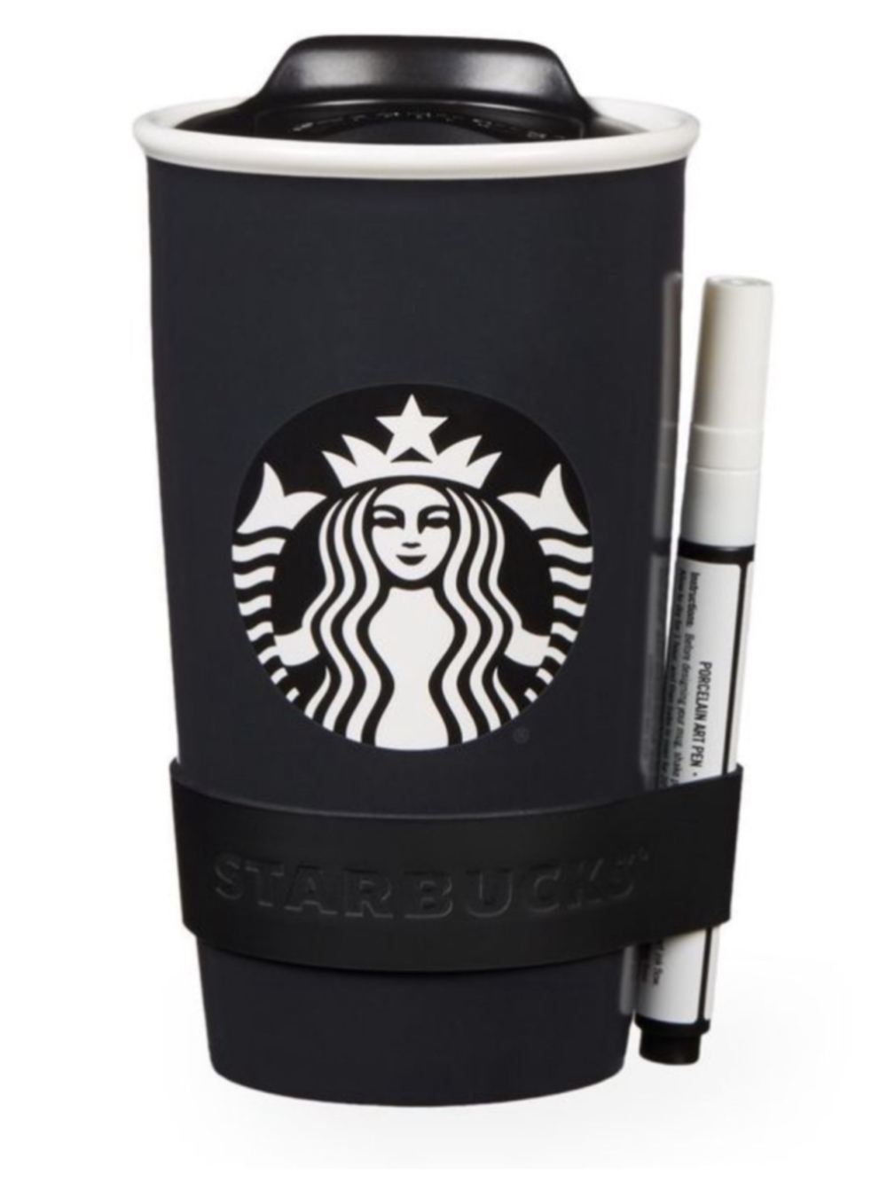 Starbucks NWT Coffee Writable Ceramic 12 Oz Travel Tumbler w/Lid & Pen x 2